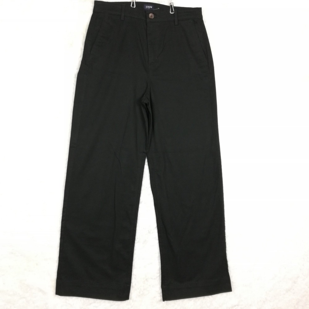 J. Crew Womens Pants Chino Wide Leg Black High Rise BX434 Preppy 6 New
